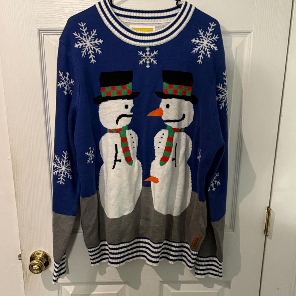 Tipsy Elves Blue and Gray Snowman Crewneck Sweater